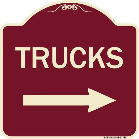 Signmission Trucks Trucks With Right Arrow Heavy-Gauge Aluminum Architectural Sign, 18" x 18", BU-1818-22780 A-DES-BU-1818-22780